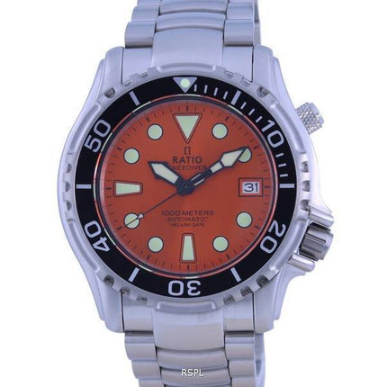 Ratio FreeDiver Helium Safe 1000M Orange Dial Stainless Steel Automatic 1066KE26-33VA-ORG Men's Watch