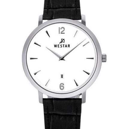 Westar Profile Leather Strap White Dial Quartz 50219STN101 Men's Watch