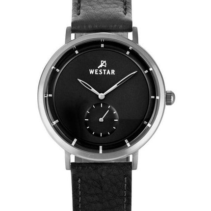 Westar Profile Leather Strap Black Dial Quartz 50246STN103 Mens Watch