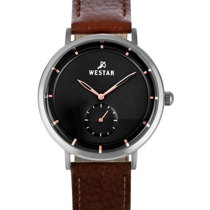 Westar Profile Leather Strap Black Dial Quartz 50246STN623 Mens Watch