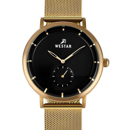 Westar Profile Gold Tone Stainless Steel Black Dial Quartz 50247BZZ103 Mens Watch