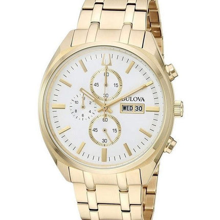 Bulova Surveyor Chronograph Gold Tone Stainless Steel Silver Dial Quartz 97C109 Mens Watch