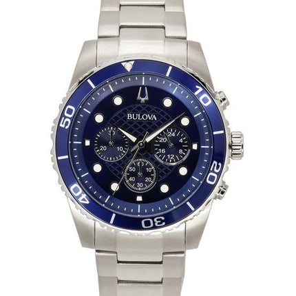 Bulova Essentials Chronograph Stainless Steel Blue Dial Quartz 98A209 100M Mens Watch