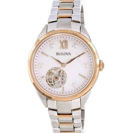 Bulova Classic White Open Heart Dial Automatic 98P170 Women's Watch