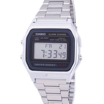 Casio Digital Stainless Steel Daily Alarm A158WA-1DF A158WA-1 Mens Watch