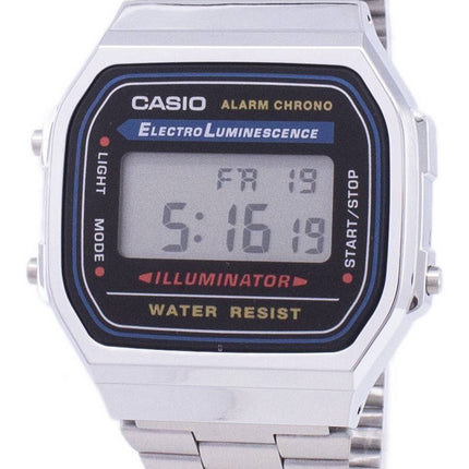 Casio Digital Alarm Chrono Stainless Steel A168WA-1WDF A168WA-1W Unisex Watch