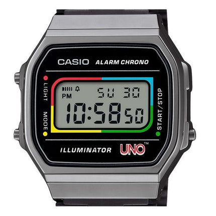 Casio Vintage Digital UNO Collaboration Model Stainless Steel Bracelet Quartz A168WEUC-1A Unisex Watch