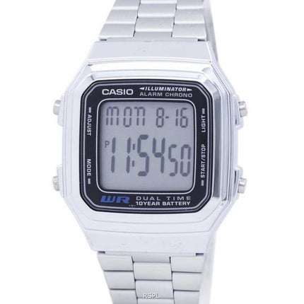 Casio Digital Stainless Steel Alarm Chrono Dual Time A178WA-1ADF A178WA-1A Mens Watch