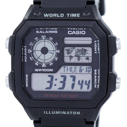 Casio Youth Illuminator World Time Alarm AE-1200WH-1AV AE1200WH-1AV Men's Watch