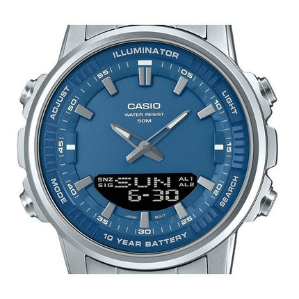 Casio Analog Digital Combination Stainless Steel Blue Dial Quartz AMW-880D-2A1V Mens Watch