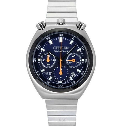 Citizen Bullhead Record Label Tsuno Chronograph Stainless Steel Navy Blue Dial Quartz AN3660-81L Men's Watch