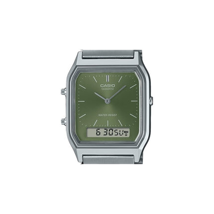 Casio Vintage Analog Digital Green Dial Dual Time Quartz AQ-230A-3AMQY Unisex Watch