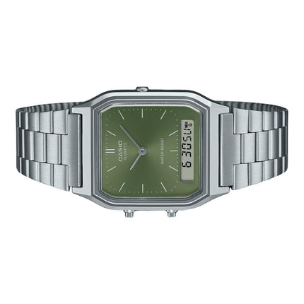 Casio Vintage Analog Digital Green Dial Dual Time Quartz AQ-230A-3AMQY Unisex Watch