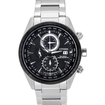 Citizen Eco-Drive Perpetual Calendar Chronograph Stainless Steel Black Dial AT8266-89E 100M Men's Watch