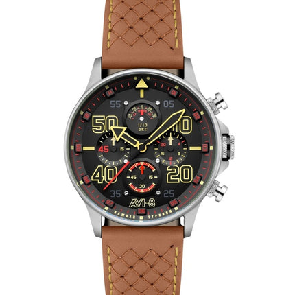 AVI-8 Hawker Typhoon Coningham Chronograph Baldwin Leather Strap Black Dial Quartz AV-4093-0B Men's Watch