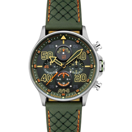 AVI-8 Hawker Typhoon Coningham Chronograph Harding Leather Strap Green Dial Quartz AV-4093-0D Men's Watch