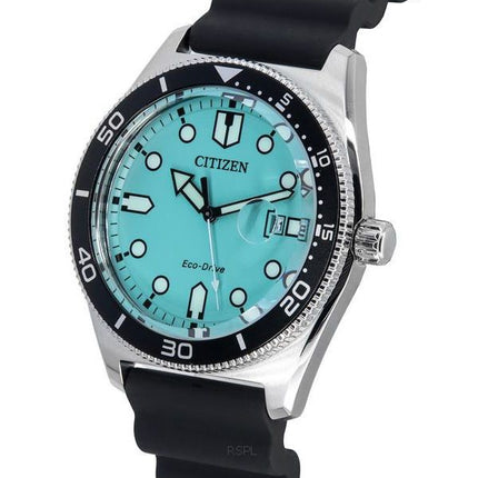 Citizen Eco-Drive Rubber Strap Turquoise Dial AW1760-14X 100M Men's Watch