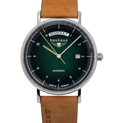 Bauhaus Classic Leather Strap Dark Green Dial Automatic 21624 Men's Watch