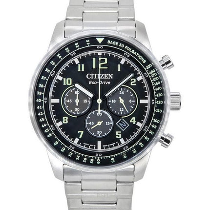 Citizen Eco-Drive Chronograph Stainless Steel Black Dial CA4500-83E 100M Mens Watch