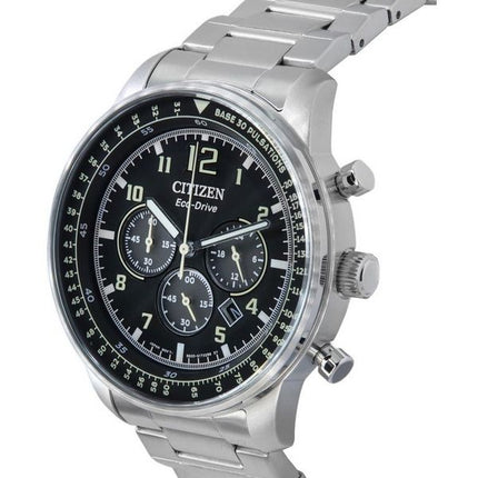 Citizen Eco-Drive Chronograph Stainless Steel Black Dial CA4500-83E 100M Mens Watch