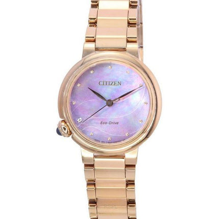 Citizen Eco-Drive Diamond Accents Rose Gold Stainless Steel Mother Of Pearl Dial EM0917-81Y Women's Watch