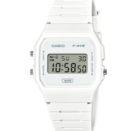 Casio Pop Digital Bio-Based White Resin Strap Quartz F-91WB-7A 100M Unisex Watch