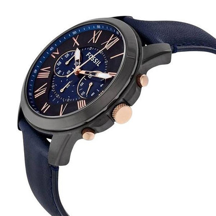 Fossil Grant Chronograph Black and Blue Dial Blue Leather FS5061 Mens Watch