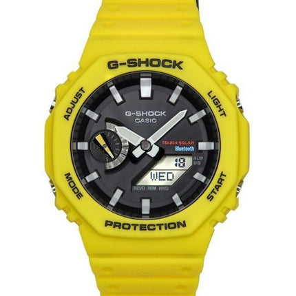 Casio G-Shock Mobile Link Analog Digital Yellow Resin Strap Black Dial Solar GA-B2100C-9A 200M Mens Watch