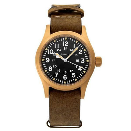 Hamilton Khaki Field Mechanical Bronze Leather Strap Black Dial H69459530 Men's Watch