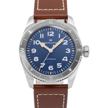 Hamilton Khaki Field Expedition Leather Strap Blue Dial Automatic H70225540 100M Men's Watch