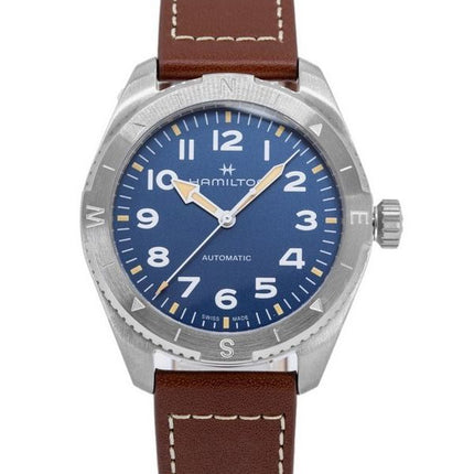 Hamilton Khaki Field Expedition Leather Strap Blue Dial Automatic H70315540 100M Men's Watch