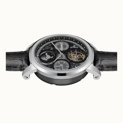 Ingersoll The Arc Moon Phase Leather Strap Black Skeleton Dial Automatic I16001 Men's Watch