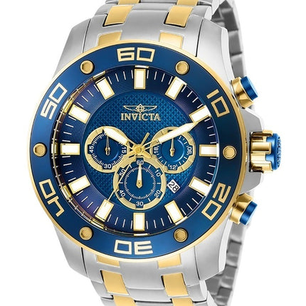 Invicta Pro Diver Scuba Chronograph Two Tone Stainless Steel Blue Dial Quartz 26082 100M Men's Watch