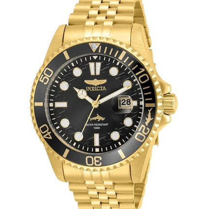 Invicta Pro Diver Gold Tone Stainless Steel Black Dial Quartz 30614 100M Men's Watch