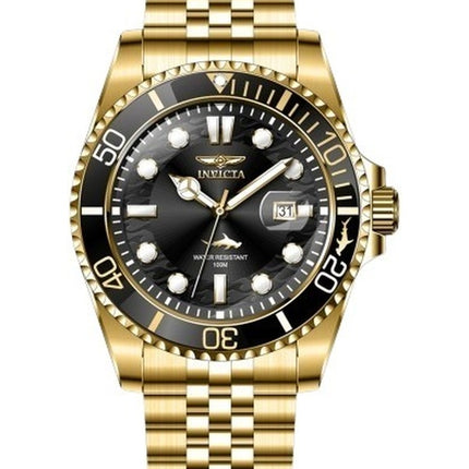 Invicta Pro Diver Gold Tone Stainless Steel Black Dial Quartz 30614 100M Men's Watch