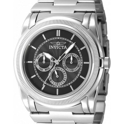 Invicta Slim GMT Stainless Steel Gunmetal Dial Quartz 46258 Men's Watch