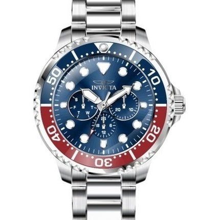 Invicta Pro Diver Stainless Steel Blue And Red Pepsi Bezel Blue Dial Quartz 47227 Men's Watch