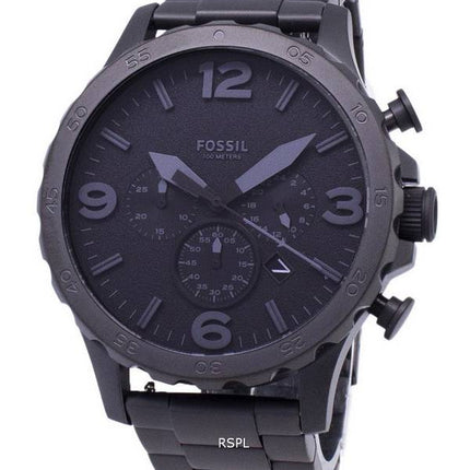 Fossil Nate Chronograph Black Dial Black Ion-plated JR1401 Mens Watch