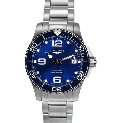 Longines HydroConquest Stainless Steel Sunray Blue Dial Automatic Diver's L3.780.4.96.6 300M Men's Watch