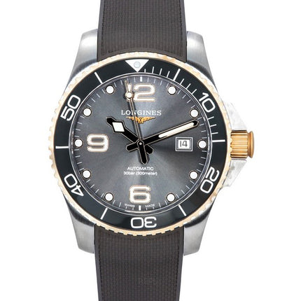 Longines HydroConquest Rubber Strap Sunray Grey Dial Automatic Diver's L3.782.3.78.9 300M Men's Watch