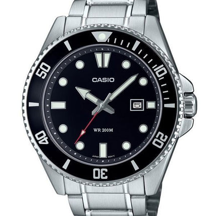 Casio Standard Analog Stainless Steel Black Dial Quartz MDV-107D-1A1 200M Mens Watch