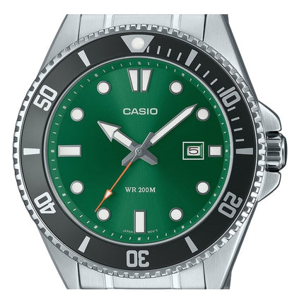 Casio Standard Analog Stainless Steel Green Dial Quartz MDV-107D-3A2V 200M Men's Watch