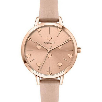 Oui & Me Petite Amourette Rose Gold Sunray Dial Leather Strap Quartz ME010106 Women's Watch