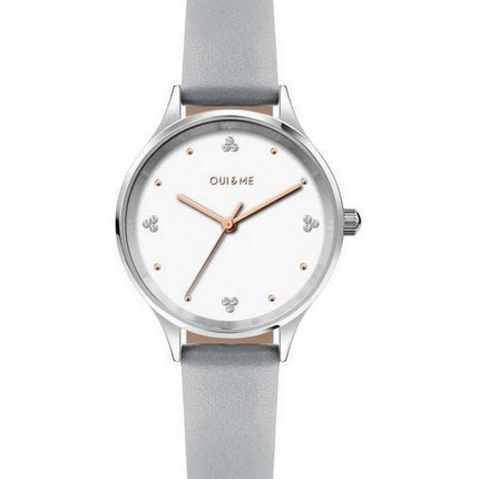 Oui  Me Bichette Crystal Accents White Dial Leather Strap Quartz ME010181 Womens Watch