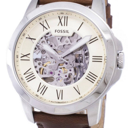 Fossil Grant Automatic Beige Skeleton Dial ME3099 Mens Watch