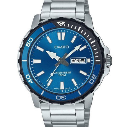 Casio Standard Analog Stainless Steel Blue Dial Quartz MTD-125D-2A1V 100M Mens Watch