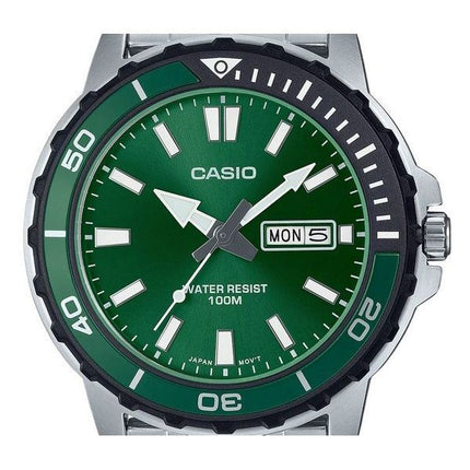 Casio Standard Analog Stainless Steel Green Dial Quartz MTD-125D-3AV 100M Men's Watch