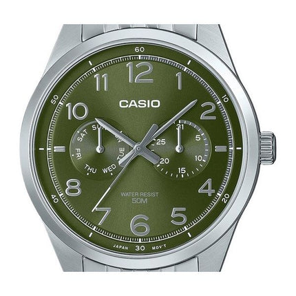 Casio Standard Analog Stainless Steel Green Dial Quartz MTP-E340D-3AV Men's Watch