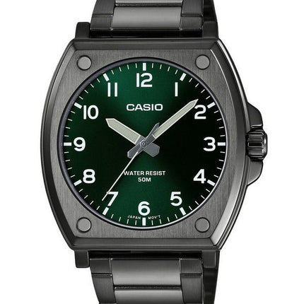 Casio Standard Analog Black Ion Plated Stainless Steel Green Dial Quartz MTP-E730B-3AV Men's Watch