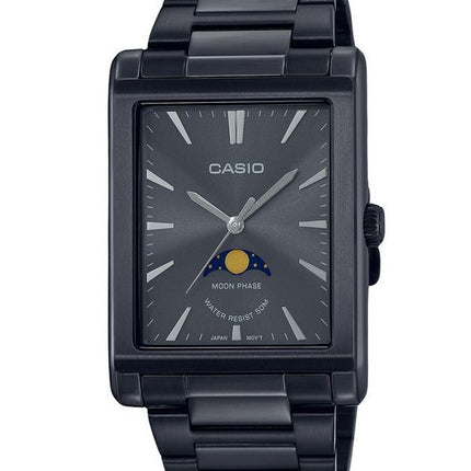 Casio Standard Analog Moon Phase Stainless Steel Black Dial Quartz MTP-M105B-1A Mens Watch